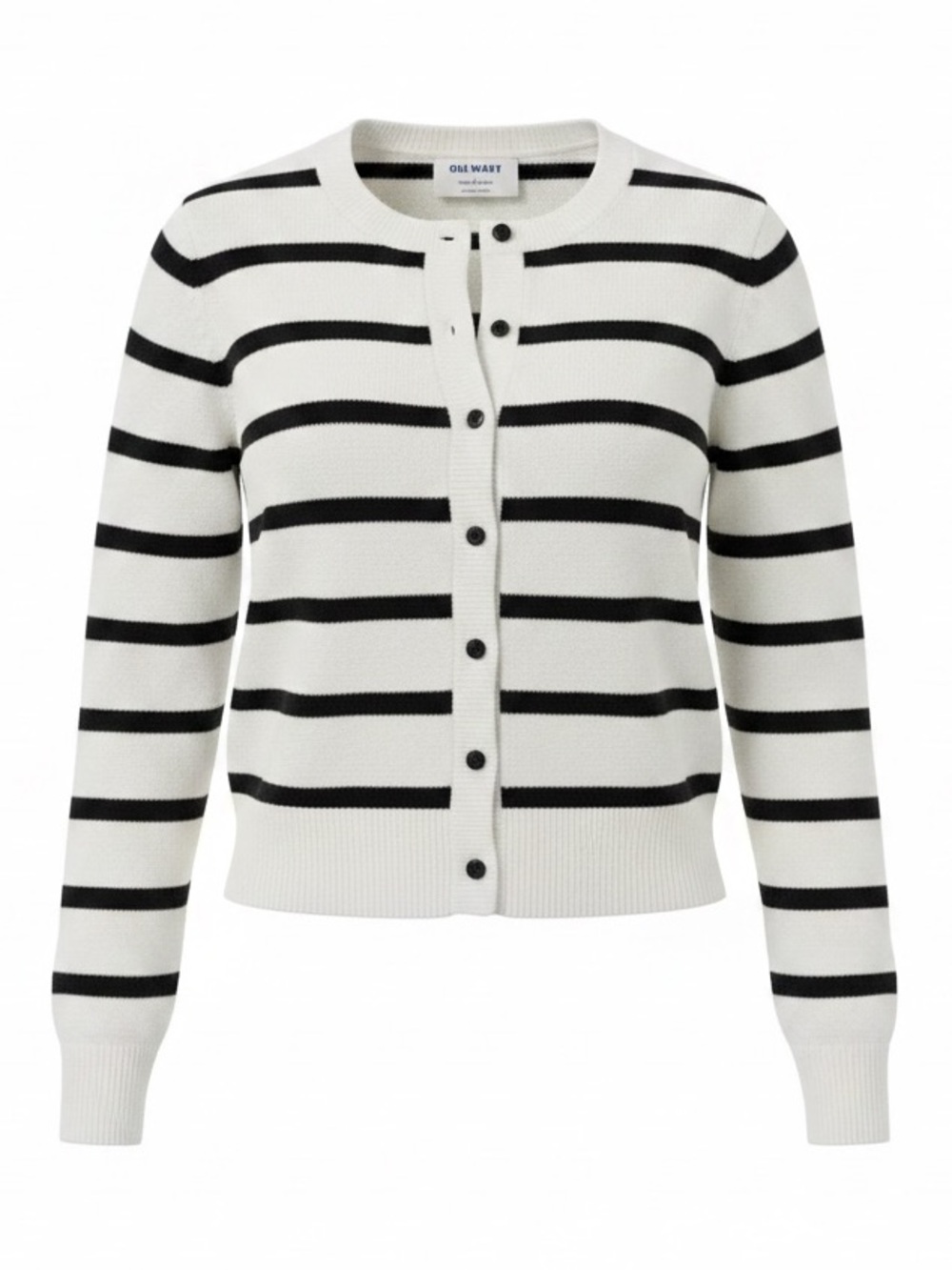 Old Navy White and Black Striped Crew Neck Cardigan NWT